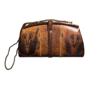 VTG King Cobra Snakeskin Clutch Purse Shoulder Bag Natural Bespoke